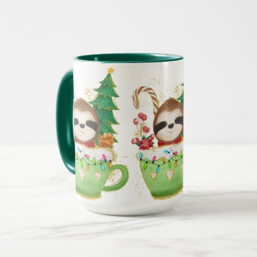 Adorables Kerstmis Darling Sloth Mok (Voorkant links)