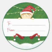Adorables Kerstmis Little Elf Gift Label Stickers (Voorkant)