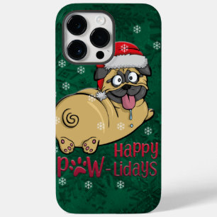 Adorables kersttasje pug in sneeuw Case-Mate iPhone 14 pro max hoesje
