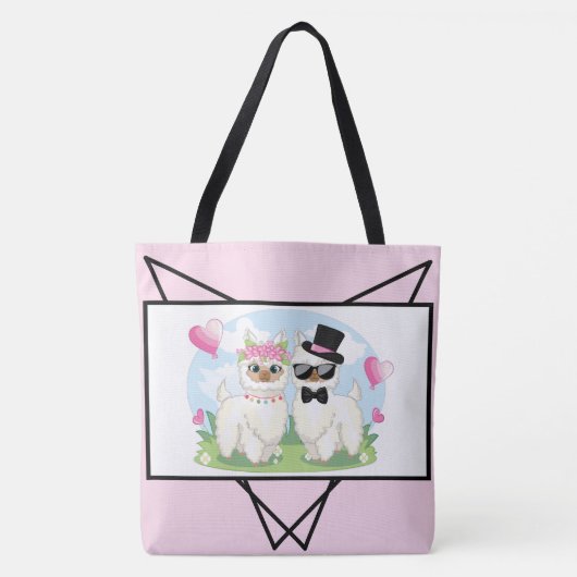 Adorables Llama Love Cute Llama Couple Sac fourre- (Devant)
