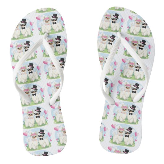 Adorables Llama Love Cute Llama Couple Teenslippers (Voetbed)