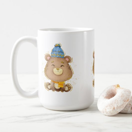 Adorables Noël Ours d'hiver Mug de café (Avec donut)