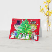 ADORABLES OURS PORTANT DES MASQUES CARTE DE NOËL (Fleur jaune)