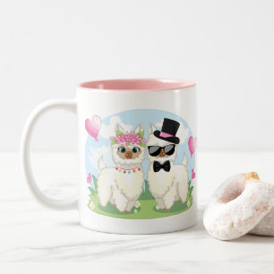 Adorables Pink Llama Couple Wedding Tweekleurige Koffiemok