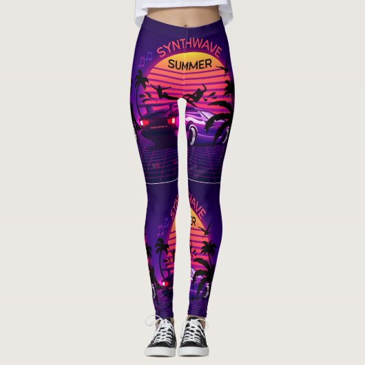 Adorables Synthwave/Vaporwave Style Leggings Yoga (Devant)