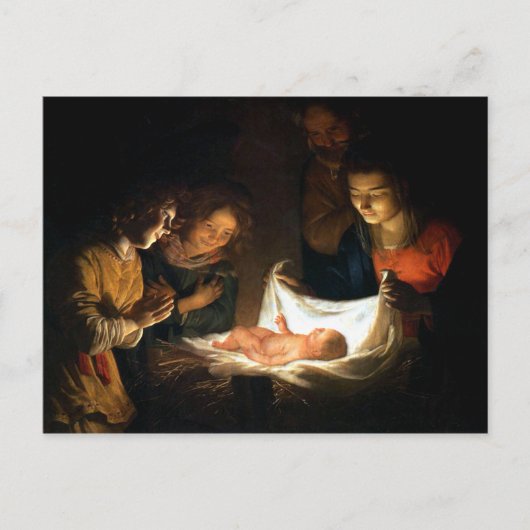 Adoratie van het kind Jezus - Honthorst Briefkaart (Voorkant)