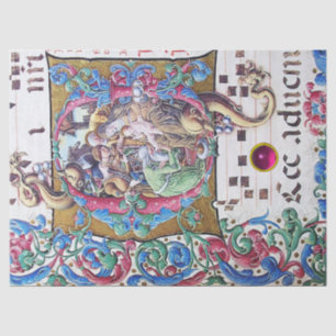 ADORATIE VAN MAGI , NATIVITEITSMONOGRAM MET DOLFIN TISSUEPAPIER