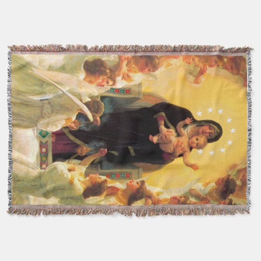 Adoration Blanket Jesus & Virgin Mary & Angels Deken (Voorkant)