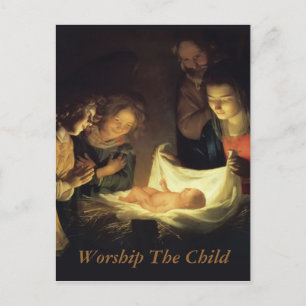 Adoration de la carte postale enfant