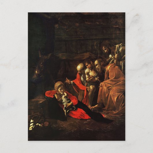Adoration des bergers par Caravage Carte postale (Devant)