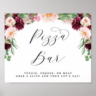 Adore Bloemen Pizza Buffet Script Trouwbord Poster