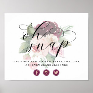 Adore Bloemige Oh Snap Foto Sociaal Huwelijksbord Poster