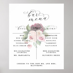 Adore Bloemstuk Bar Menu Wijn Bier Cocktail Lijst Poster