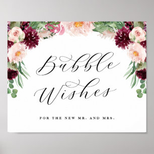 Adore Floral Bubbles Pas getrouwd Sendoff Wedding  Poster
