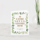 Adore Him Foliage Lijst Religious Folded Photo Feestdagen Kaart (Voorkant)