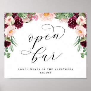 Adore Open Bar Calligraphy Weddenschappen Receptio Poster