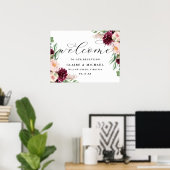 Adore Welcome Chic Floral Script Weduwen Sign Poster (Thuiskantoor)