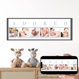 ADORED 6 Photo Collage Blue and White Baby Afbeeld Poster