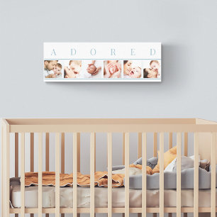 ADORED Baby Foto Collage Blue en White Canvas Afdruk