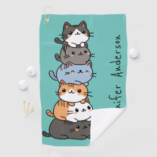Adoreerbare Kawaii Stapel Kittenkatten Op Maat Golfhanddoek