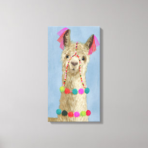 Adorned Llama - Beige Canvas Afdruk