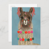 Adorned Llama - Brown Briefkaart (Voorkant / Achterkant)