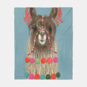 Adorned Llama - Brown Fleece Deken (Voorkant)