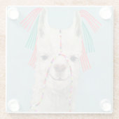 Adorned Llama - White Glazen Onderzetter (Achterkant)