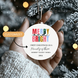 Adorno navideño de familia de tres keramisch ornament