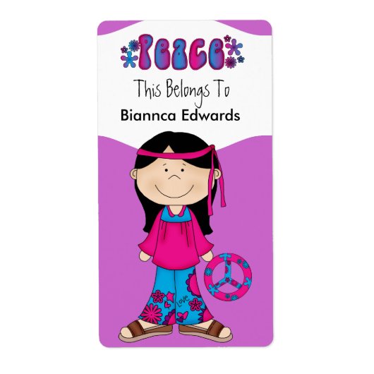 Ados étiquette Enfants Retro Peace Book Plate Clas (Devant)