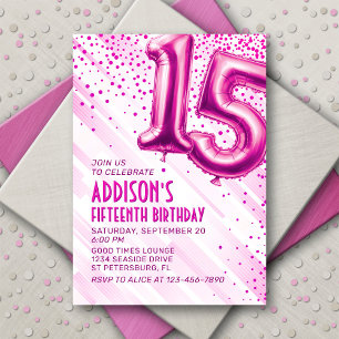 Ados Filles rose 15e anniversaire Invitation