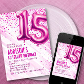 Ados Filles rose 15e anniversaire Invitation
