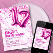 Ados Filles rose 17e anniversaire Invitation