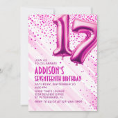 Ados Filles rose 17e anniversaire Invitation (Devant)