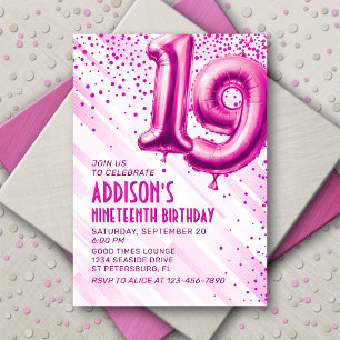 Ados Filles rose 19e anniversaire Invitation