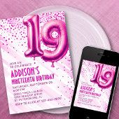 Ados Filles rose 19e anniversaire Invitation