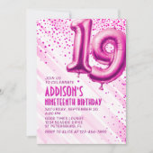 Ados Filles rose 19e anniversaire Invitation (Devant)