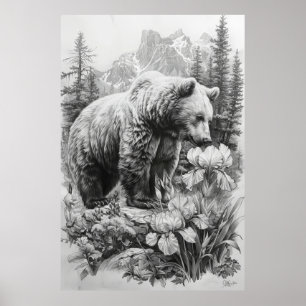 Ados Santos Filho Poster de dessin d'ours de plein