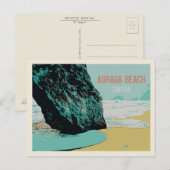 Adraga Beach Uitzicht, Sintra Coast Illustration Briefkaart (Voorkant / Achterkant)