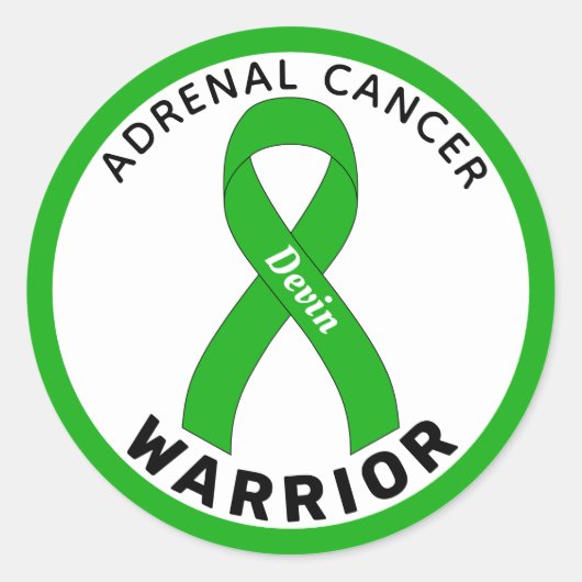 Adrenale kanker Warrior Ribbon White Round Sticker (Voorkant)