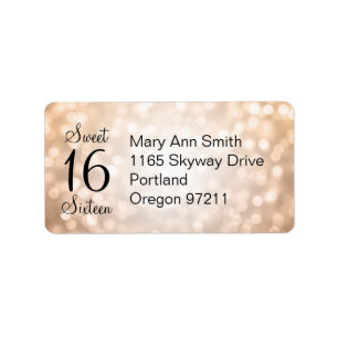 Adres 16 Birthday Copper Glitter Lights Etiket