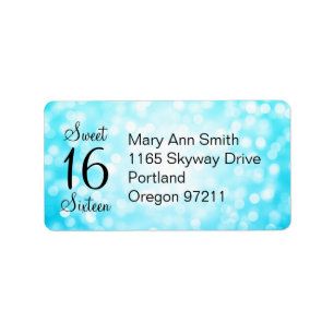 Adres 16 Birthday Turquoise Glitter Lights Etiket