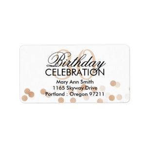 Adres 30th Birthday Copper Folie Glitter Lights Etiket