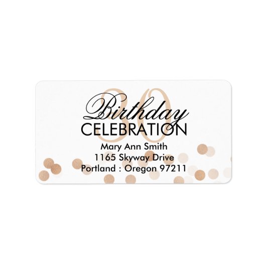 Adres 30th Birthday Copper Folie Glitter Lights Etiket (Voorkant)