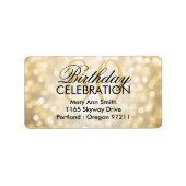 Adres 80ste Verjaardagspartij Gouden Glitterlichte Etiket (Voorkant)
