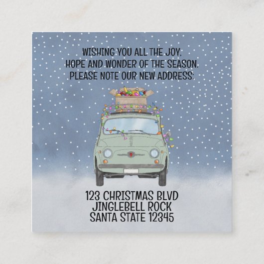 Adres Aankondiging Fiat 500 met Kerstverlichting (Achterkant)