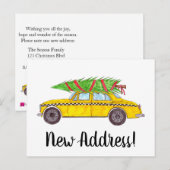 Adres Aankondiging Gele Taxi Kerstboom Briefkaart (Voorkant / Achterkant)