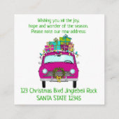 Adres Aankondiging Paarse kerstcadeaus voor auto's (Achterkant)