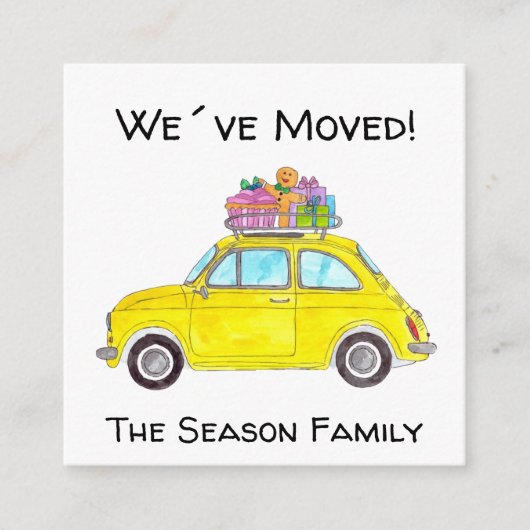 Adres Aankondiging Retro Fiat 500 Kerstmis (Voorkant)