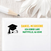 Adres afstudeerder Pet Green en Gold Afstuderen Etiket (Insitu)